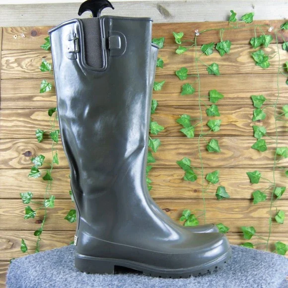 Sperry Top Sider Women's Gray Waterproof Rubber Tall Rain Boots Size 7 - Picture 3 of 8